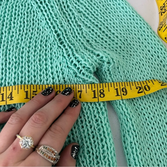 Wooden Ships Turquoise Open Knit Sweater Size Medium - Picture 5 of 6